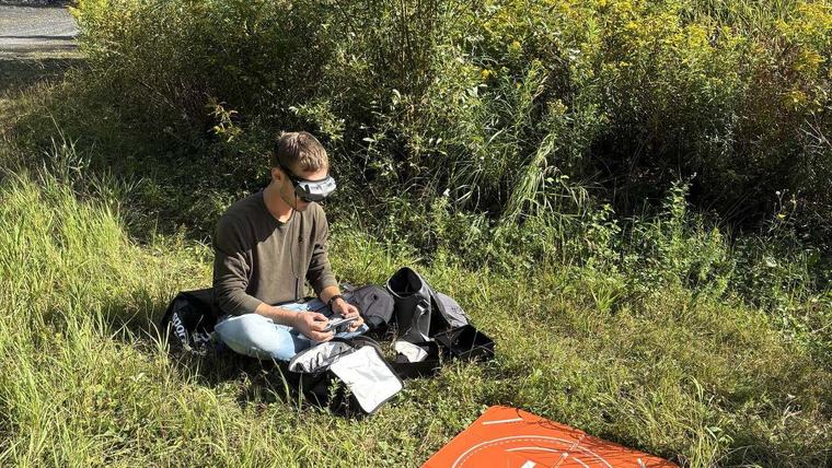Drone pilot on a mission in Quebec